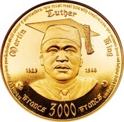 3000 Francs CFA Martin Luther King reverse image