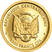 1000 Francs CFA Central African Red Colobus obverse image