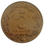 5 Francs CFA Essai, Central African States, 1973 reverse image