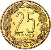25 Francs CFA Essai, Central African States, 1975 reverse image