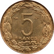 5 Francs, Central African States, 1958 reverse image