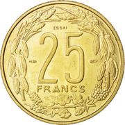 25 Francs Pattern, Central African States, 1958 reverse image