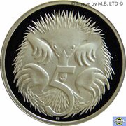 5 Cents - Elizabeth II 3rd Portrait - Masterpieces in Silver Proof, Australia, 1991 reverse image