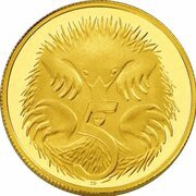 5 Cents - Elizabeth II 4th Portrait - Australian Miniature Money Gold Proof, Australia, 2012 reverse image