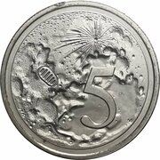 5 Cents - Elizabeth II 4th Portrait - 50th Anniversary Moon Landing, Australia, 2019 reverse image