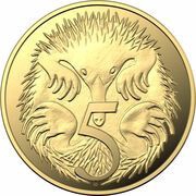 5 Cents - Elizabeth II 6th Portrait - Gold Proof, Australia, 2020-2022 reverse image