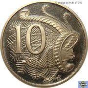 10 Cents - Elizabeth II 3rd Portrait, Australia, 1985-1998 reverse image