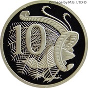10 Cents - Elizabeth II 3rd Portrait - Masterpieces in Silver Proof, Australia, 1991 reverse image
