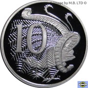 10 Cents - Elizabeth II 4th Portrait - Fine Silver Proof, Australia, 2003-2019 reverse image