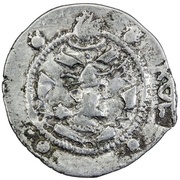 1 Drachm Peroz I imitation; Uncertain Sogdian mint; Northern Tokharistan; 1 countermark; type 6 obverse image