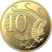 10 Cents - Elizabeth II 6th Portrait - Gold Proof, Australia, 2020-2022 reverse image