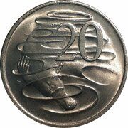20 Cents - Elizabeth II 2nd Portrait, Australia, 1966-1984 reverse image