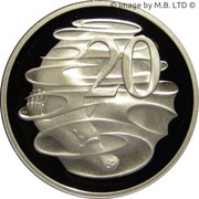 20 Cents - Elizabeth II 3rd Portrait - Masterpieces in Silver Proof, Australia, 1991 reverse image