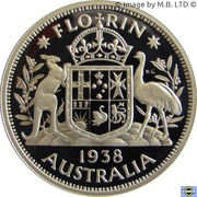 20 Cents - Elizabeth II 4th Portrait - Masterpiece in Silver - 1938 Florin, Australia, 1998 reverse image