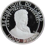 1000 Francs Okapia Johnstoni colorized obverse image