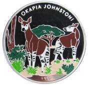1000 Francs Okapia Johnstoni colorized, Chad, 1999 reverse image