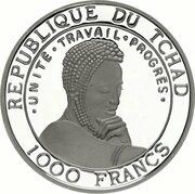 1000 Francs Balearica pavonina obverse image