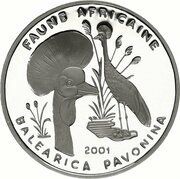 1000 Francs Balearica pavonina reverse image