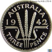 20 Cents - Elizabeth II 4th Portrait - Masterpieces in Silver - 1942 3d, Australia, 1999 reverse image