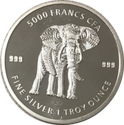 5000 Francs CFA Mandala Elephant, Chad, 2019 reverse image