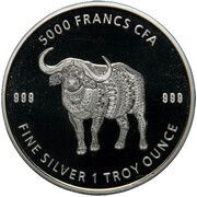 5000 Francs CFA Mandala Buffalo, Chad, 2020 reverse image