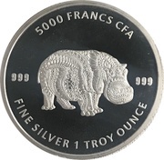 5000 Francs CFA Mandala Hippo, Chad, 2020 reverse image