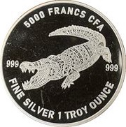5000 Francs CFA Mandala Crocodile, Chad, 2022 reverse image