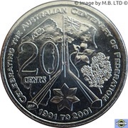 20 Cents - Elizabeth II 4th Portrait - Centenary of Federation - Australian Capital Territory, Australia, 2001 reverse image