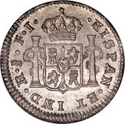 ½ Real - Fernando VII bust of Carlos IV, Chile, 1808-1817 reverse image