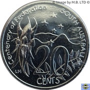 20 Cents - Elizabeth II 4th Portrait - Centenary of Federation - South Australia, Australia, 2001 reverse image