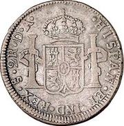 2 Reales - Carlos IV bust of Carlos III, CAROLUS IV, Chile, 1789-1791 reverse image