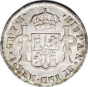 2 Reales - Carlos IV bust of Carlos IV, Chile, 1792-1808 reverse image