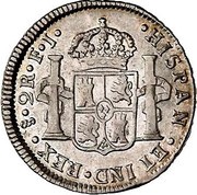 2 Reales - Fernando VII bust of Carlos IV, Chile, 1808-1809 reverse image