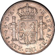 4 Reales - Carlos IV bust of Carlos III, CAROLUS IV, Chile, 1789-1791 reverse image
