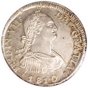 4 Reales - Fernando VII bust of Carlos IV obverse image