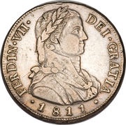 8 Reales - Fernando VII imaginary laureate bust obverse image