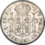 8 Reales - Fernando VII bust of Fernando VII, Chile, 1812-1817 reverse image