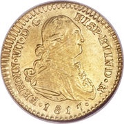 1 Escudo - Fernando VII bust of Carlos IV obverse image