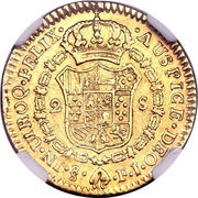 2 Escudos - Carlos IV bust of Carlos III, CAROL IIII, Chile, 1791-1808 reverse image