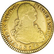 2 Escudos - Fernando VII bust of Carlos IV obverse image