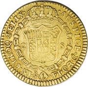 2 Escudos - Fernando VII bust of Carlos IV reverse image
