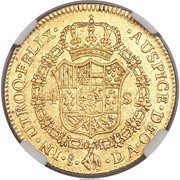 4 Escudos - Carlos IV bust of Carlos III, CAROL IIII, Chile, 1791 reverse image