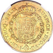 4 Escudos - Carlos IV bust of Carlos IV, Chile, 1792-1808 reverse image
