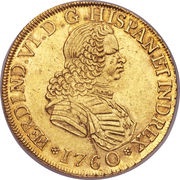 8 Escudos - Fernando VI second bust of Fernando VI obverse image