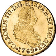 8 Escudos - Carlos III bust of Fernando VI obverse image
