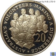 20 Cents - Elizabeth II 4th Portrait - Volunteers, Australia, 2003 reverse image