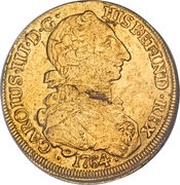 8 Escudos - Carlos III bust of Carlos III, rat nose type, Chile, 1764-1772 obverse image