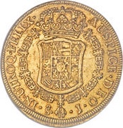 8 Escudos - Carlos III bust of Carlos III, rat nose type, Chile, 1764-1772 reverse image