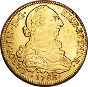 8 Escudos - Carlos III bust of Carlos III, regular type obverse image