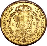 8 Escudos - Carlos III bust of Carlos III, regular type, Chile, 1772-1789 reverse image